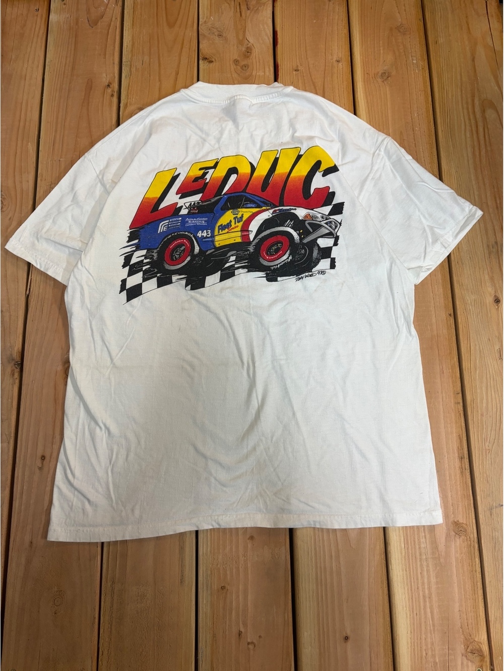 1997 Vintage Leduc Racing Graphic Tee Hanes Beefy-T XL White